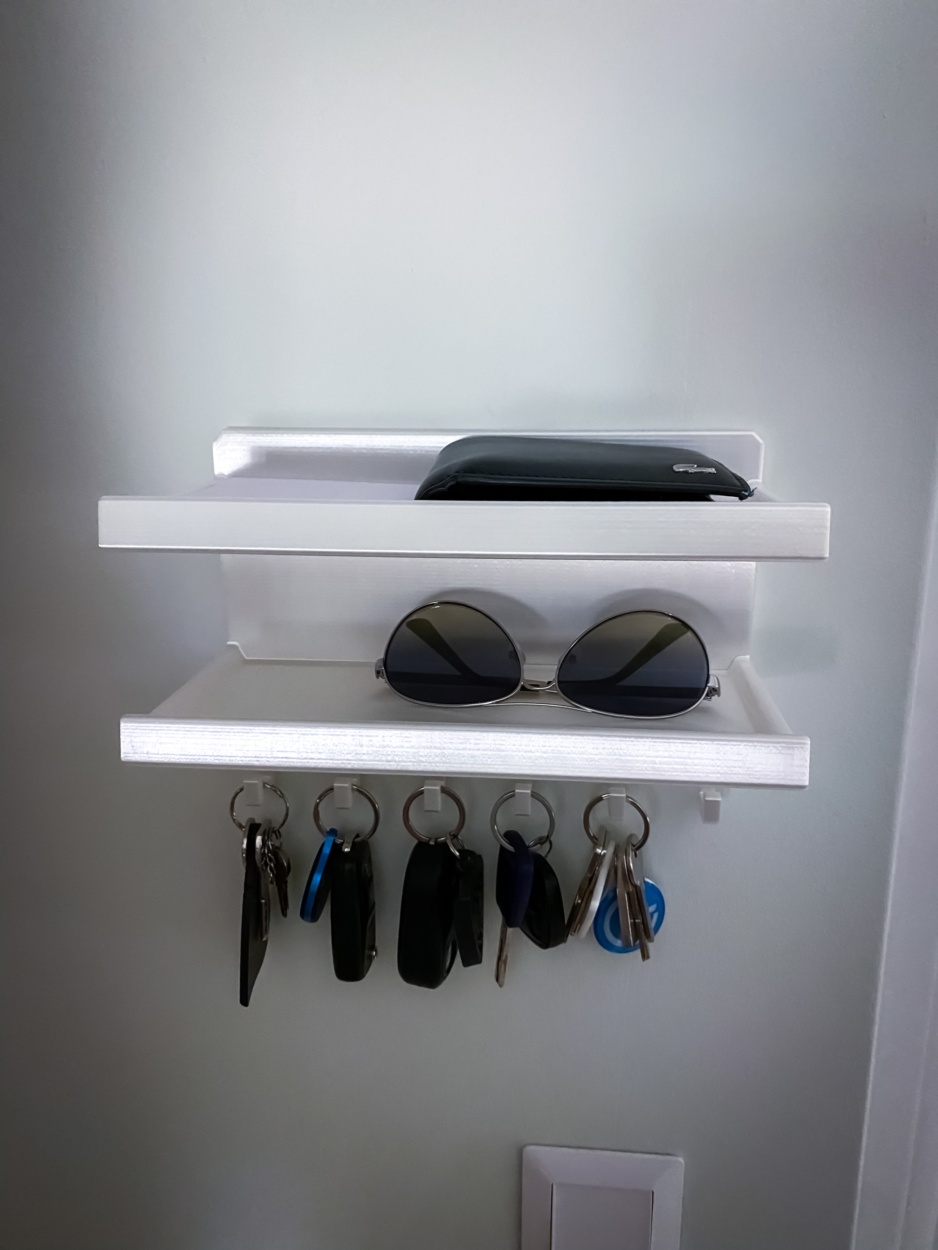 Wall mount Key holder Organizer with Shelves 3D print model_5