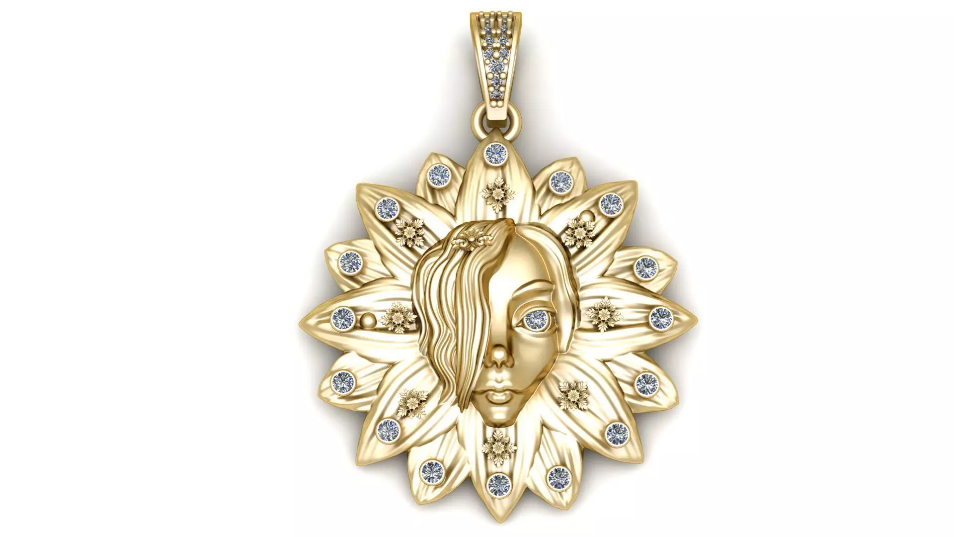 LADY FACE SUN STYLE PENDANT 3D PRINTABLE MODEL 3D print model