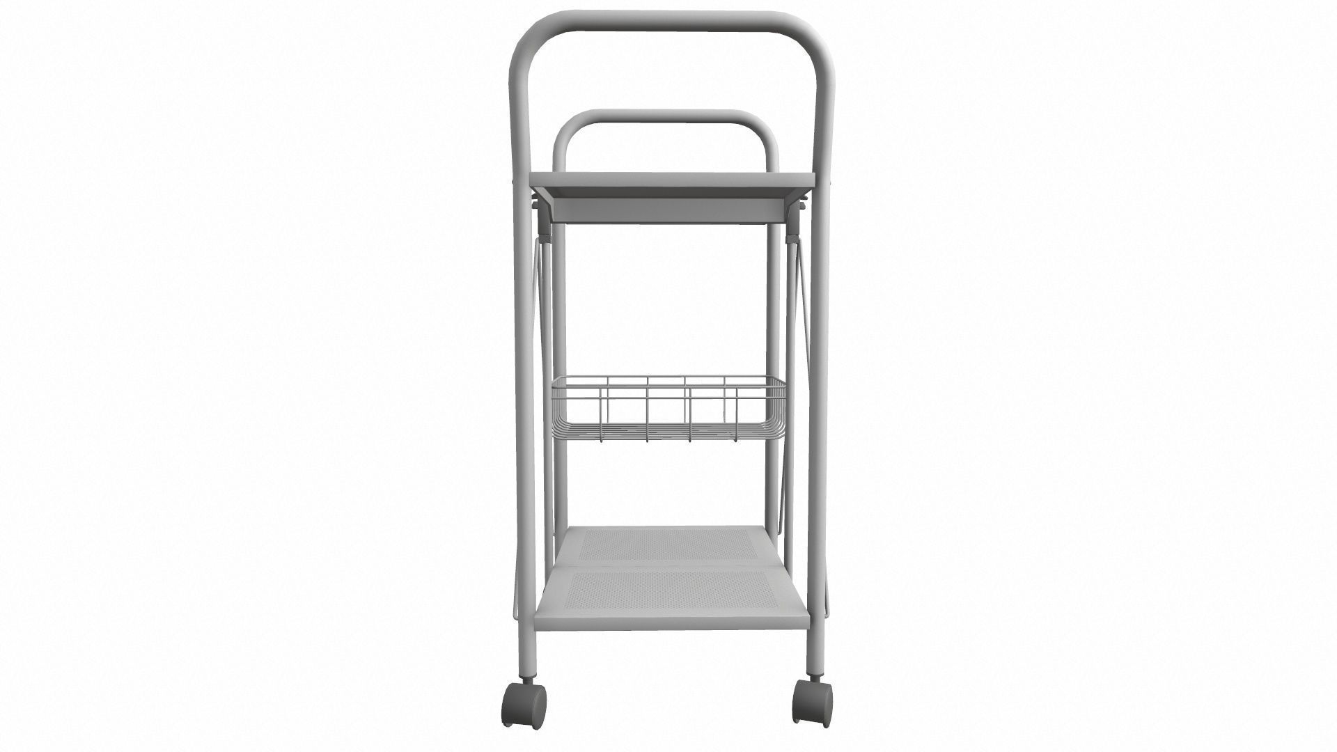 Foldable Serving Cart Low-poly 3D model_4