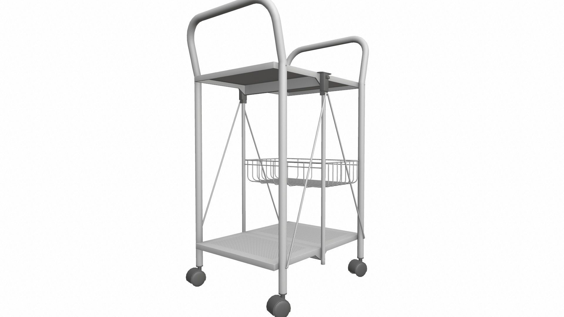 Foldable Serving Cart Low-poly 3D model_3