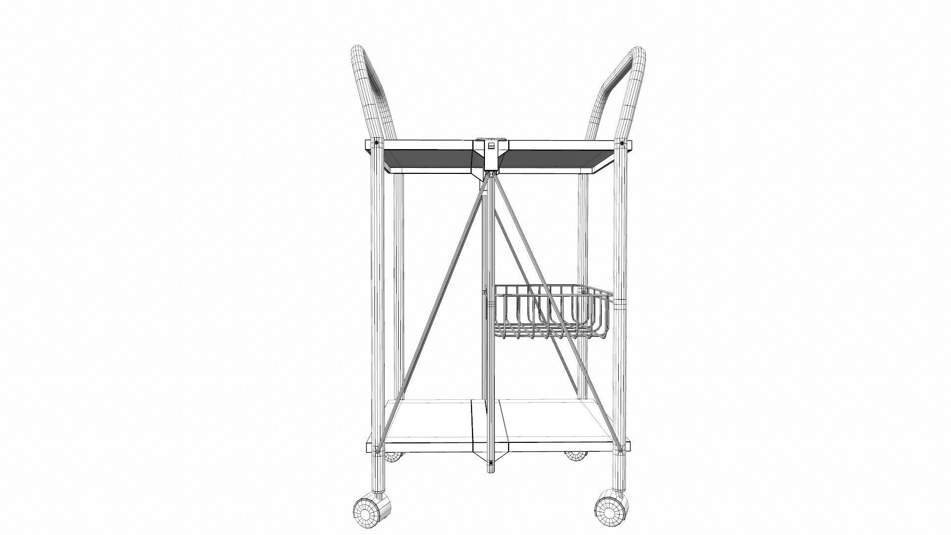 Foldable Serving Cart Low-poly 3D model_16