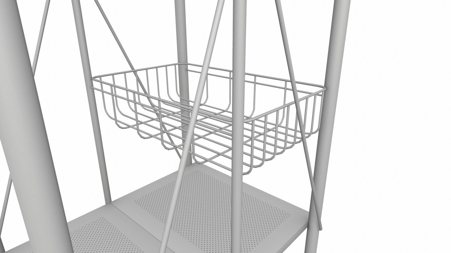 Foldable Serving Cart Low-poly 3D model_8