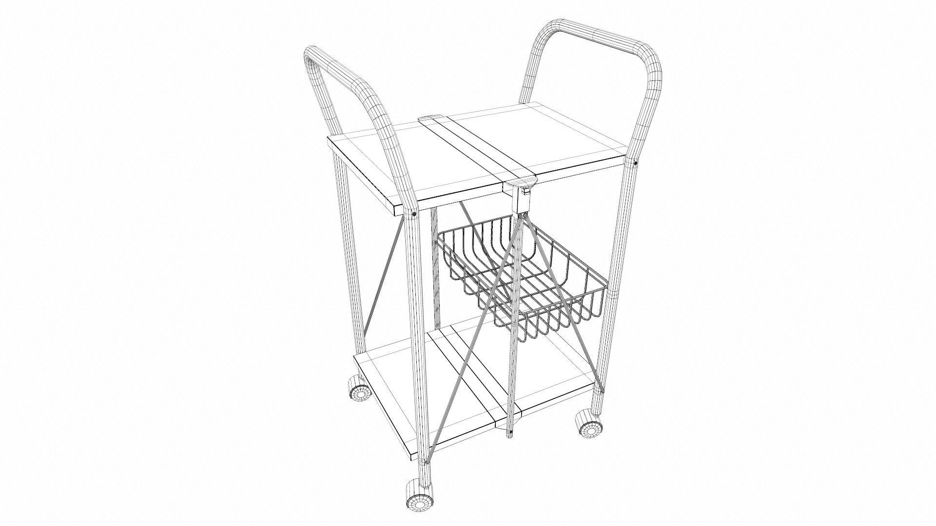 Foldable Serving Cart Low-poly 3D model_14