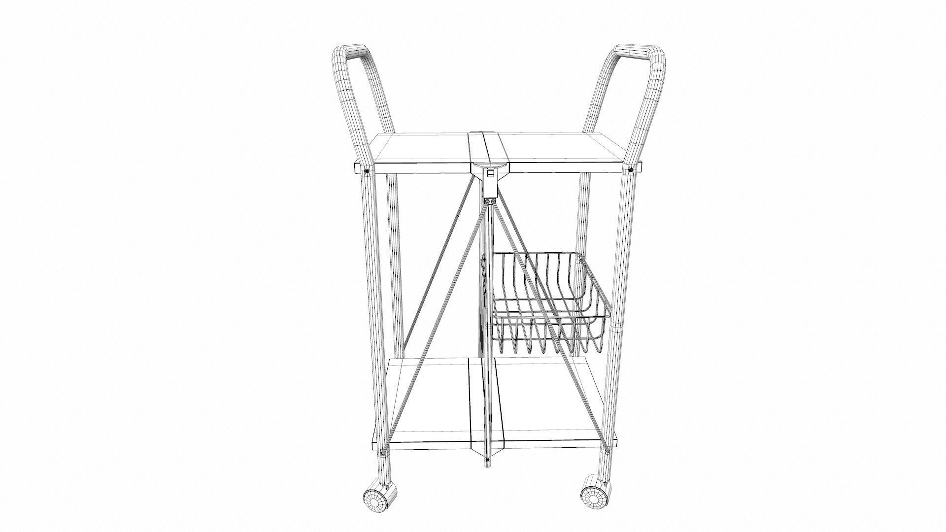 Foldable Serving Cart Low-poly 3D model_15