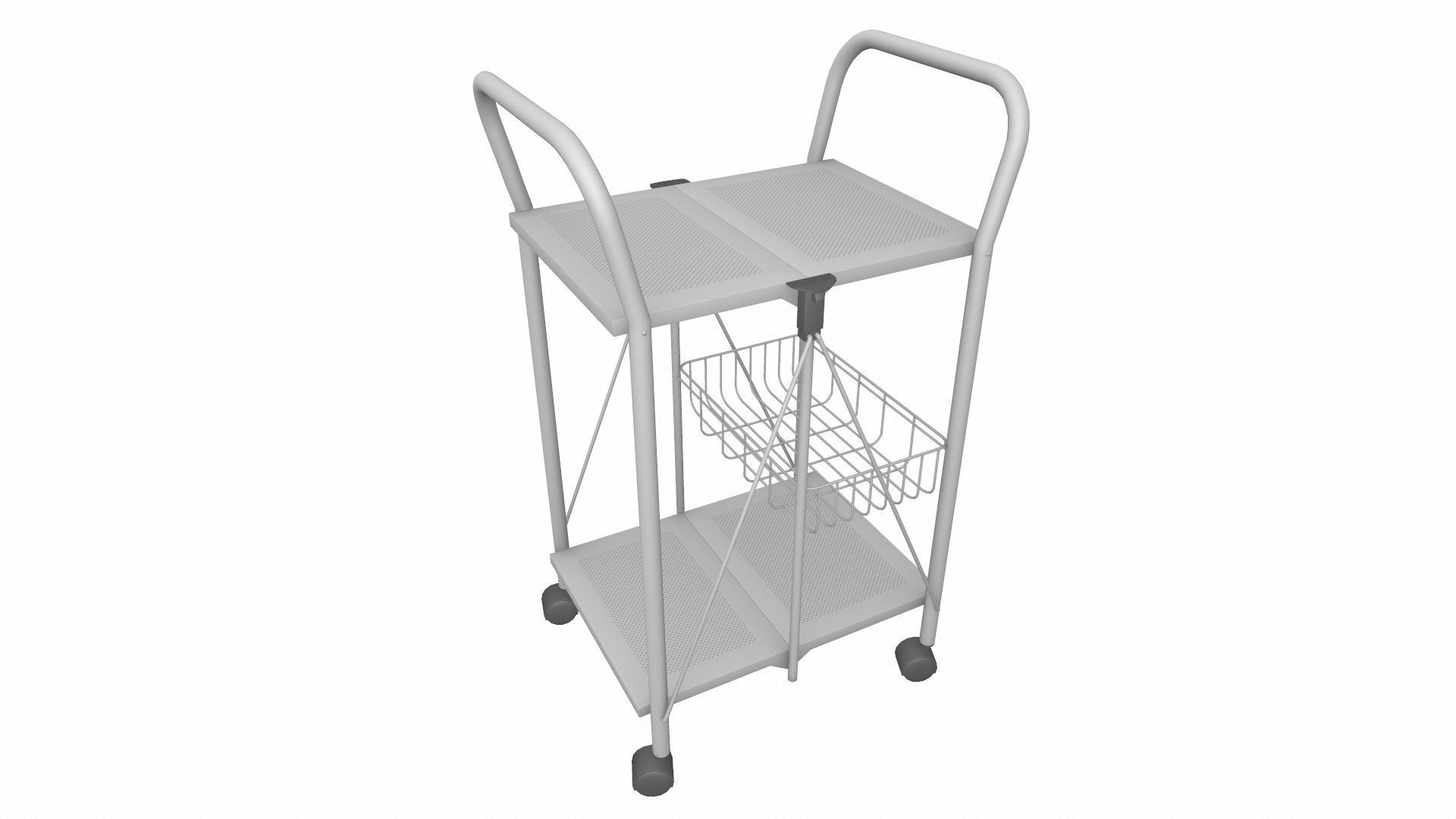 Foldable Serving Cart Low-poly 3D model_13