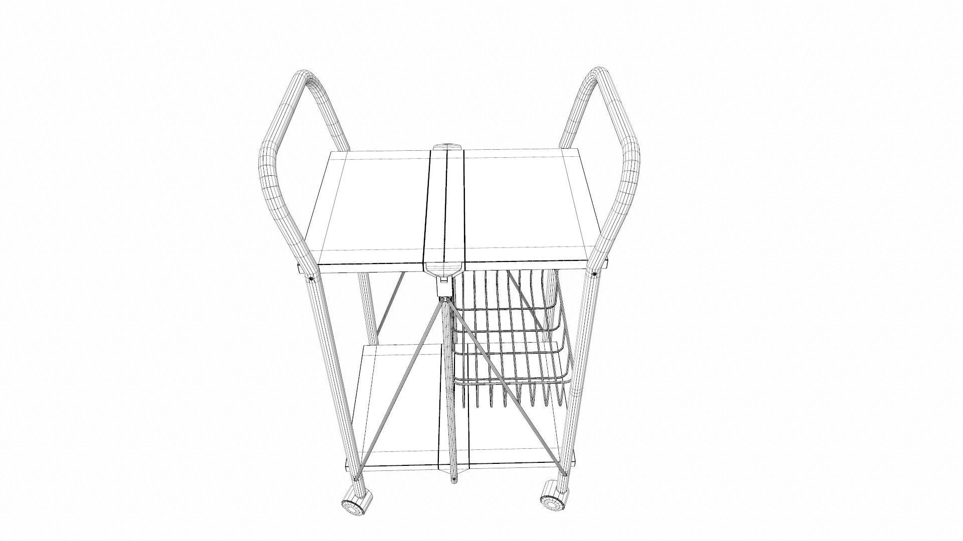 Foldable Serving Cart Low-poly 3D model_19