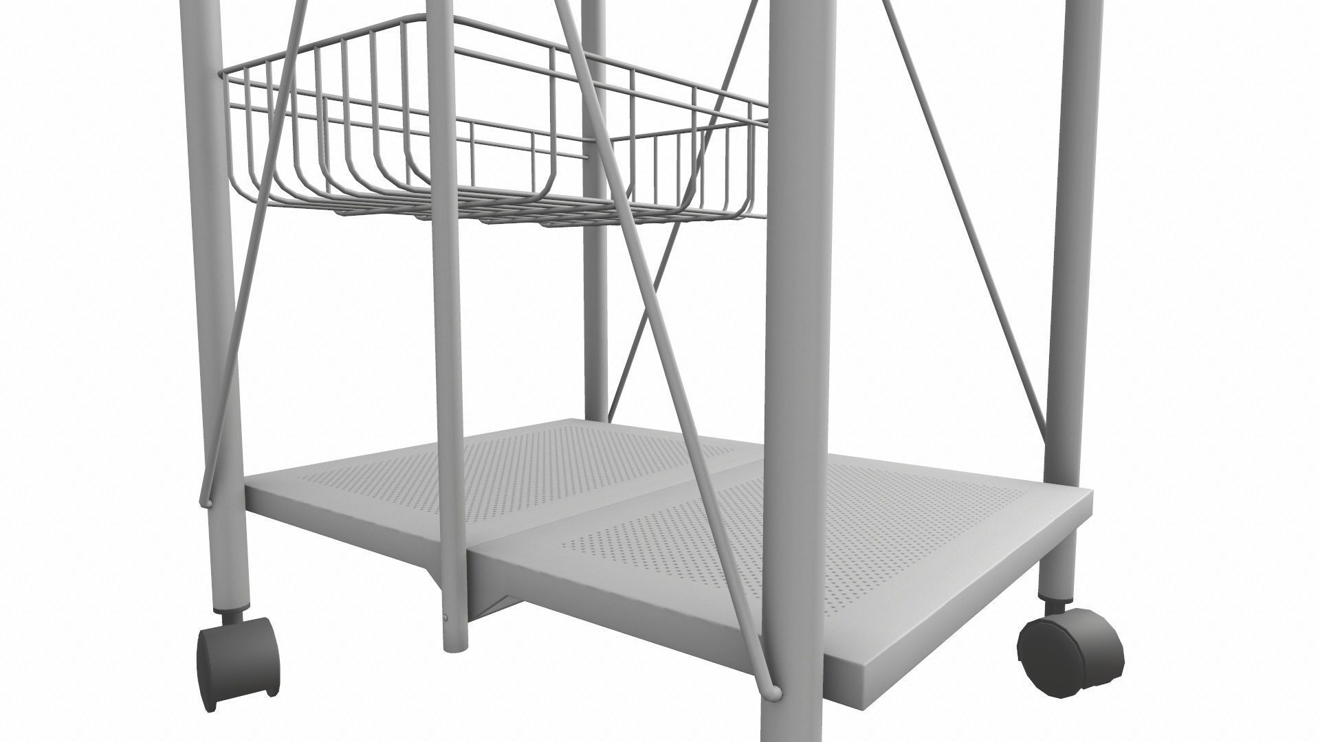 Foldable Serving Cart Low-poly 3D model_6