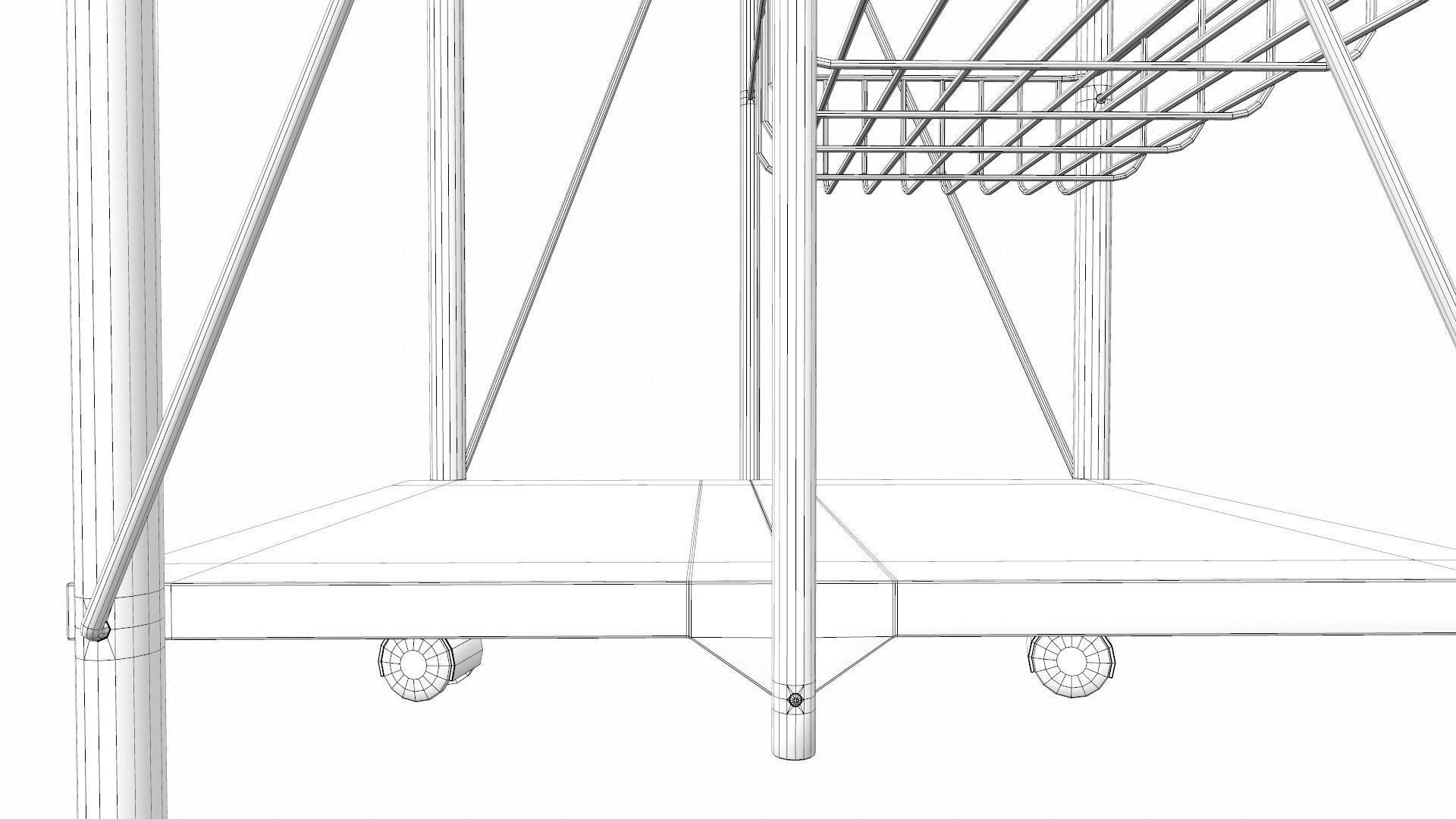 Foldable Serving Cart Low-poly 3D model_17