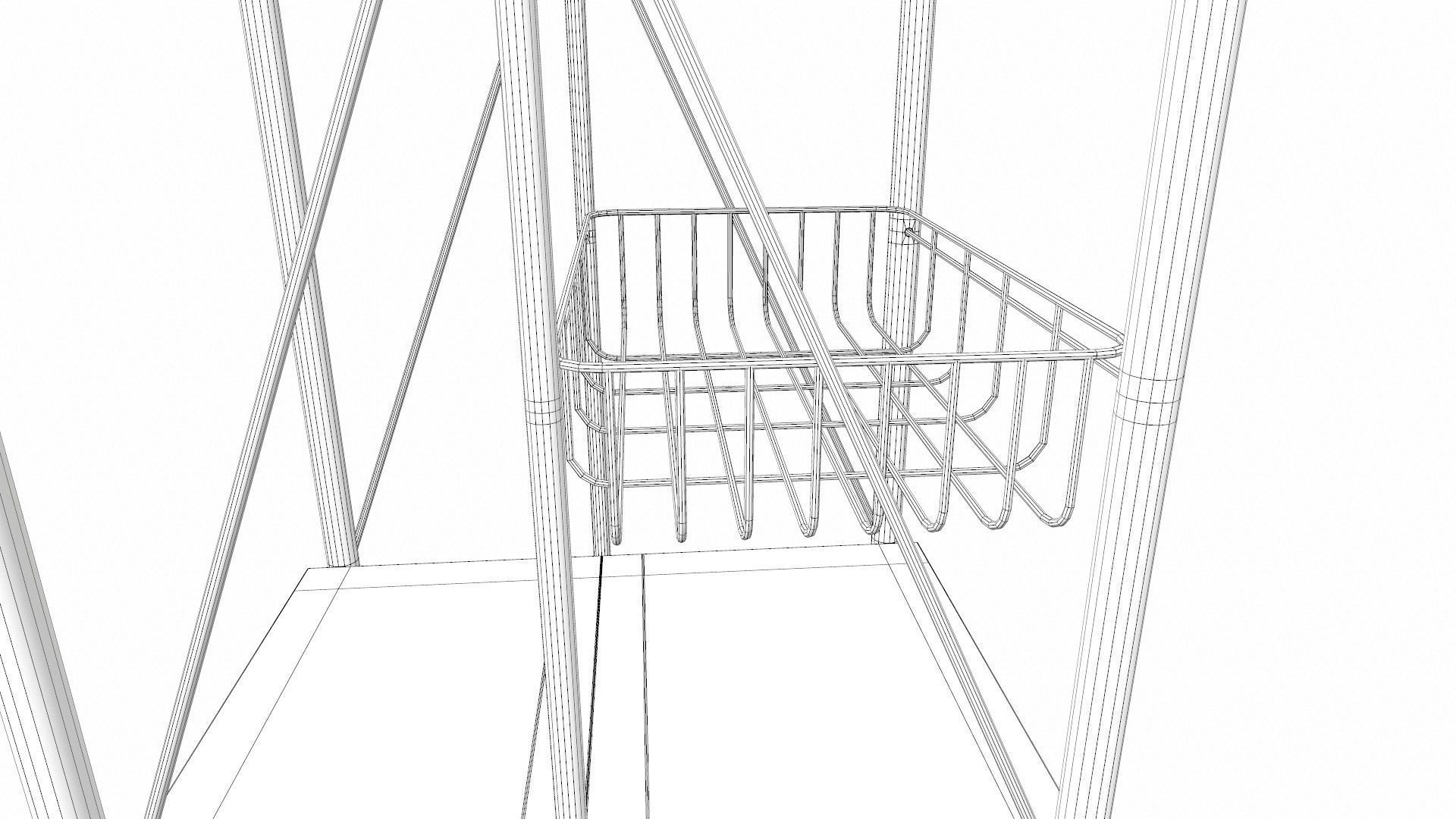 Foldable Serving Cart Low-poly 3D model_18