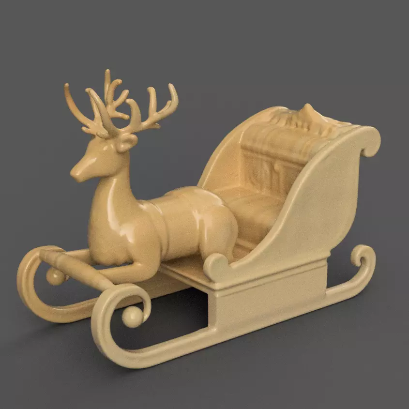 Santa Sleigh Christmas Decorations planter - vase - garden 9 3D print model_0
