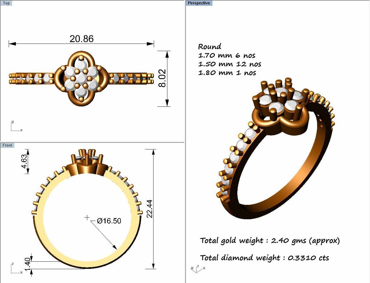 Women Ring Render 3dm STL OBJ FBX Details 3D print model_8