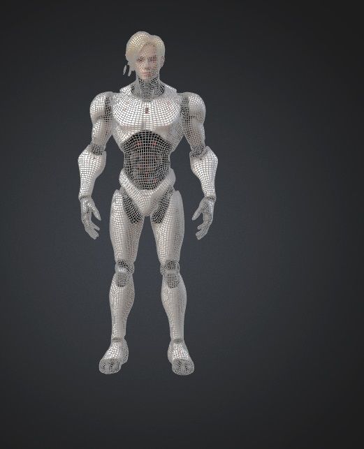 Fearless Blonde Humanoid Robot Sci-Fi Ultra-Realistic Game Asset Low-poly 3D model_3