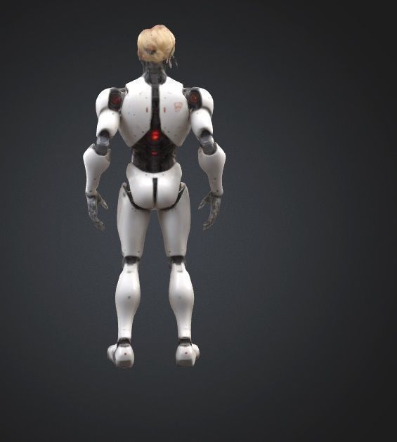 Fearless Blonde Humanoid Robot Sci-Fi Ultra-Realistic Game Asset Low-poly 3D model_1