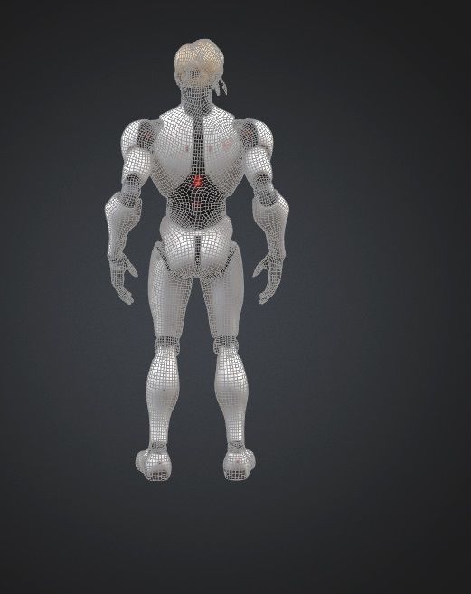 Fearless Blonde Humanoid Robot Sci-Fi Ultra-Realistic Game Asset Low-poly 3D model_2