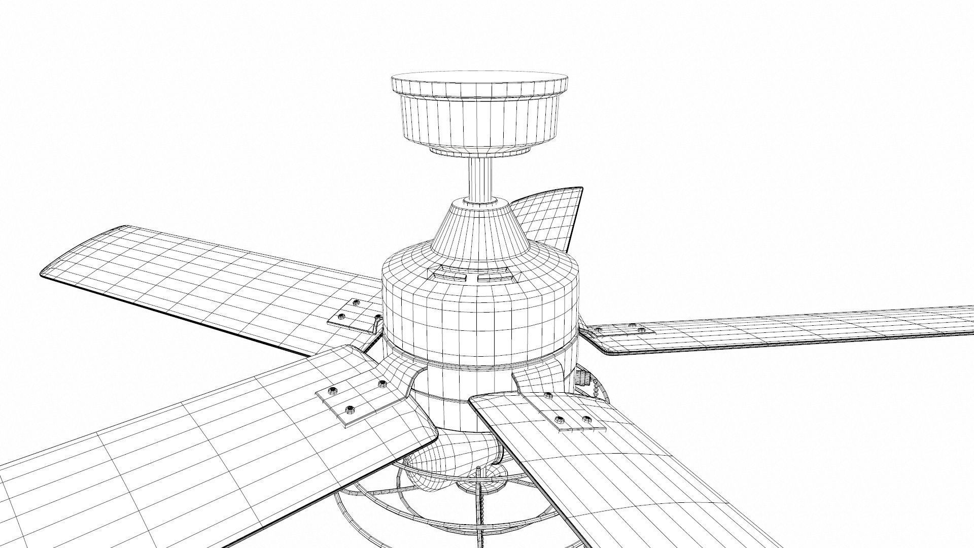 Modern Ceiling Fan Low-poly 3D model_11