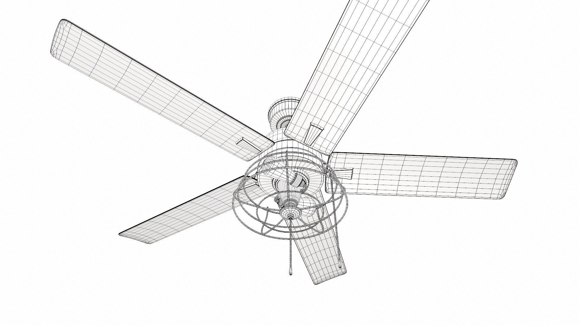 Modern Ceiling Fan Low-poly 3D model_9