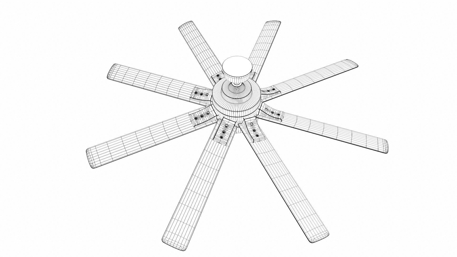 Modern Ceiling Fan Low-poly 3D model_10