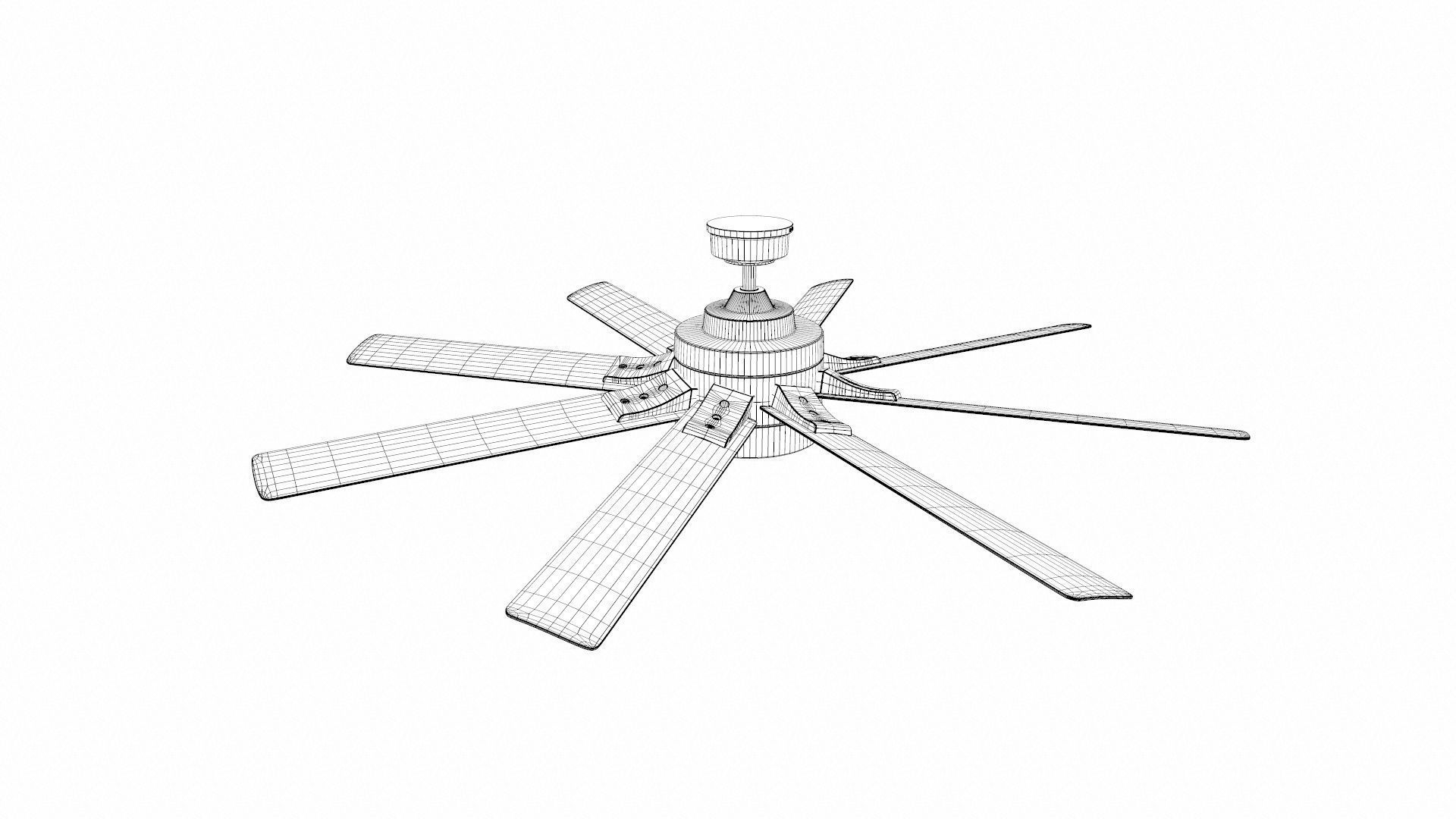 Modern Ceiling Fan Low-poly 3D model_9