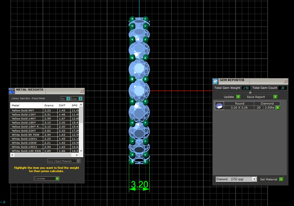 U Shaped Eternity Ring 3 point 2 mm stone size swiss 12 and EU52 3D print model_4