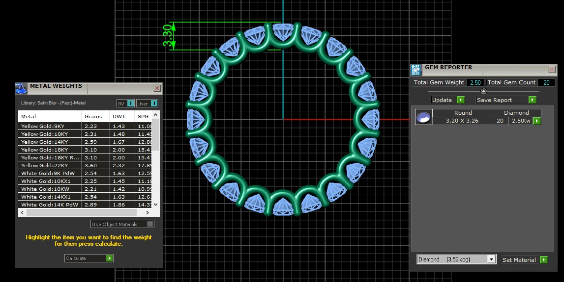 U Shaped Eternity Ring 3 point 2 mm stone size swiss 12 and EU52 3D print model_3