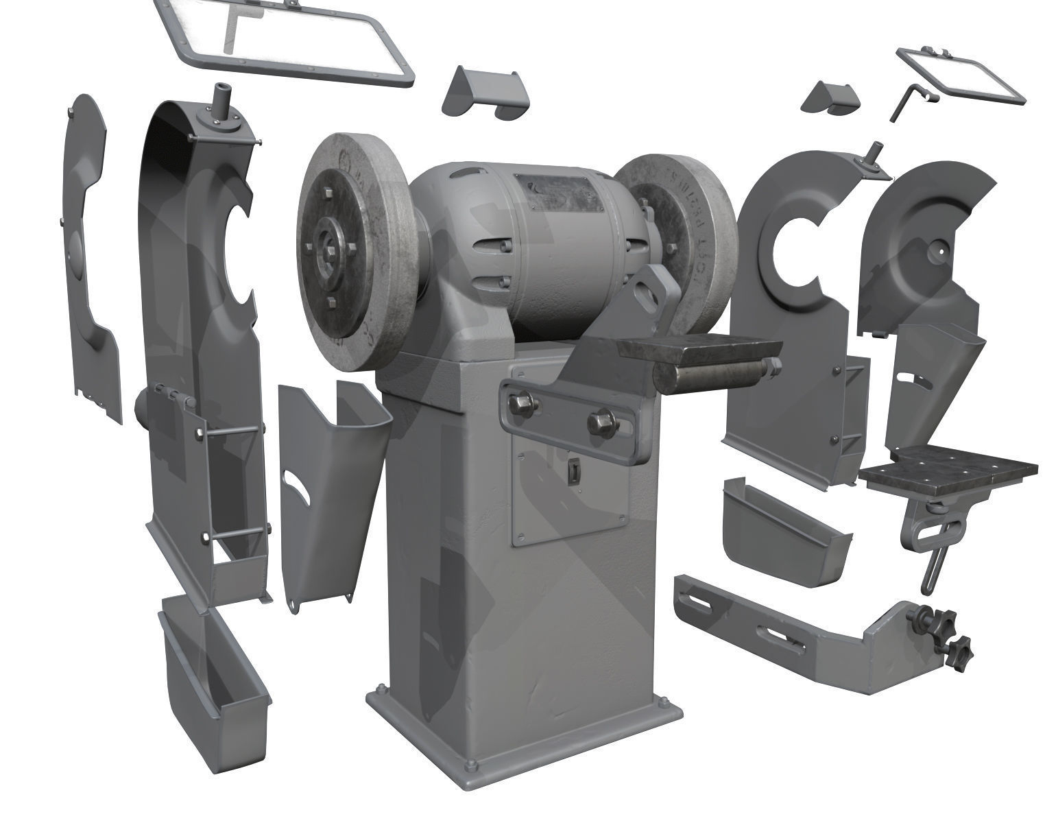 Bench Grinder Low-poly 3D model_11