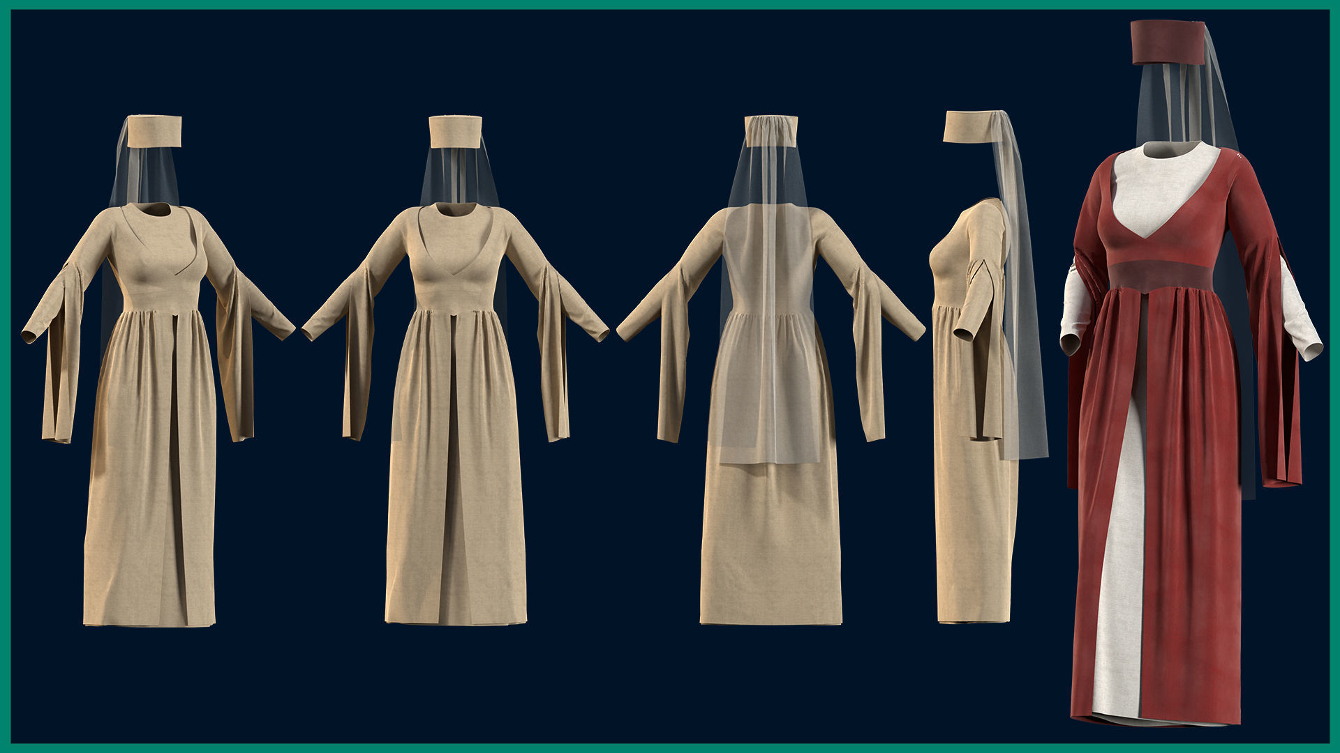 7 female ottoman clothes 3D model_6