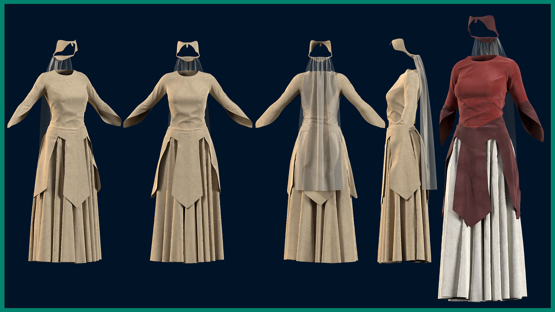 7 female ottoman clothes 3D model_5
