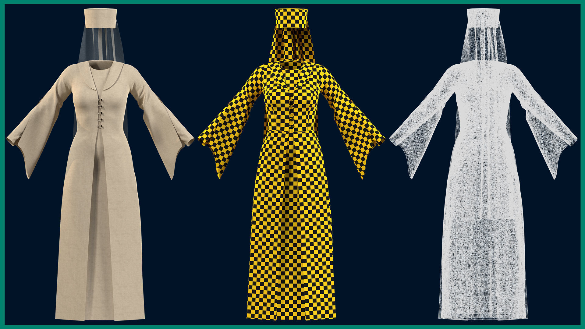 7 female ottoman clothes 3D model_8