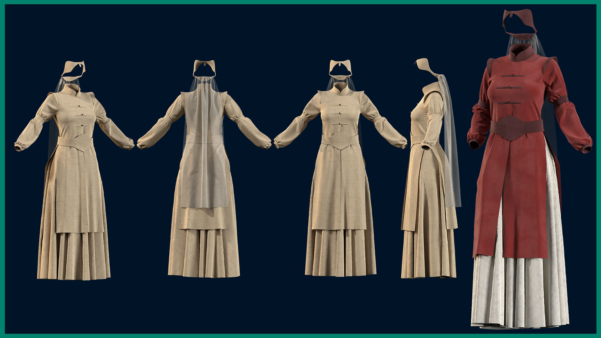 7 female ottoman clothes 3D model_1