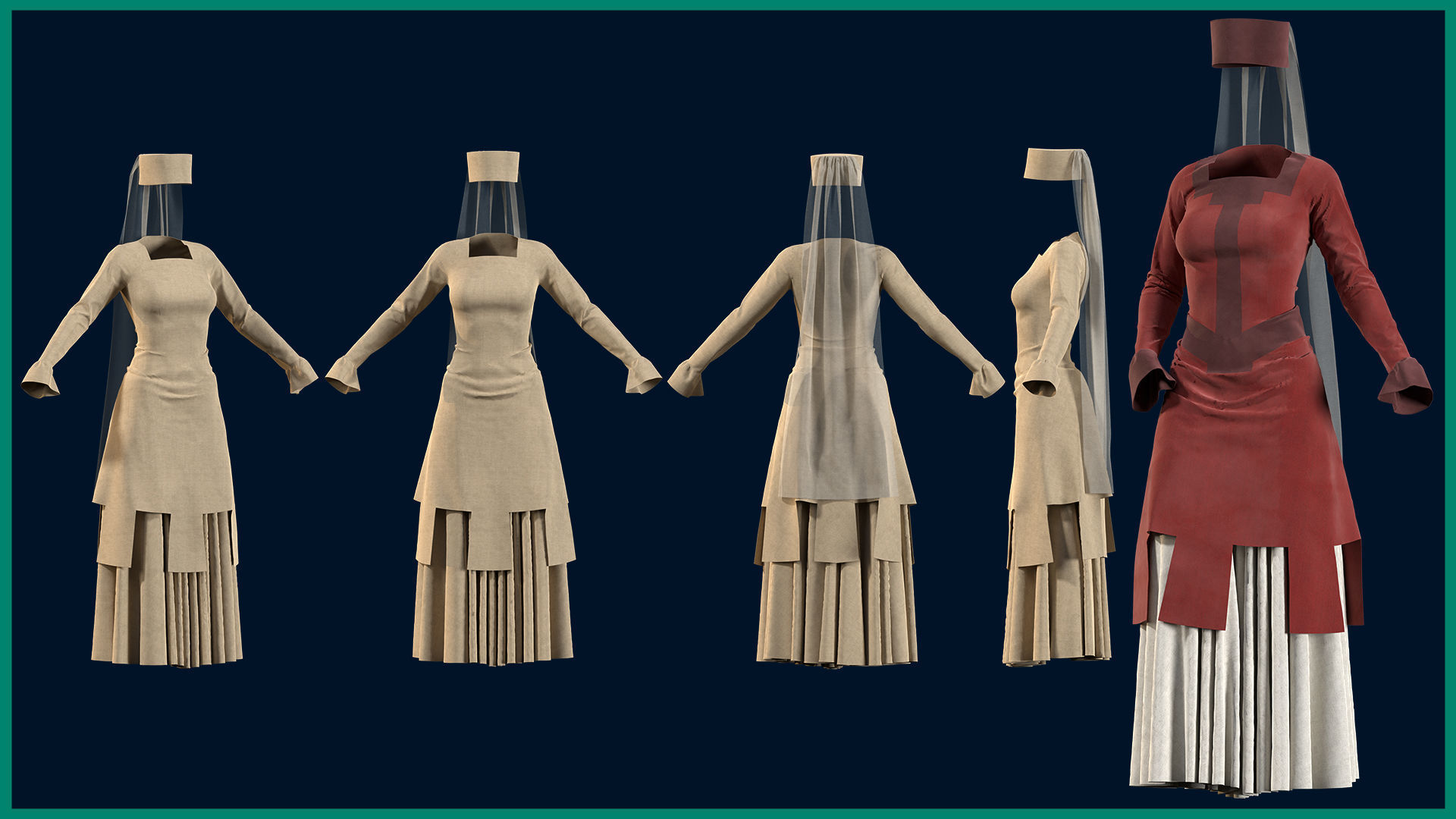7 female ottoman clothes 3D model_4