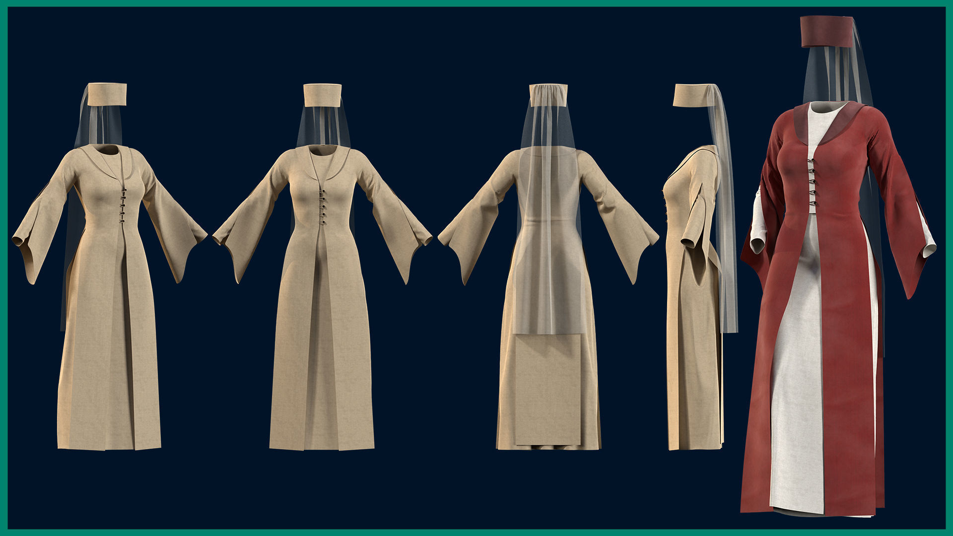 7 female ottoman clothes 3D model_7