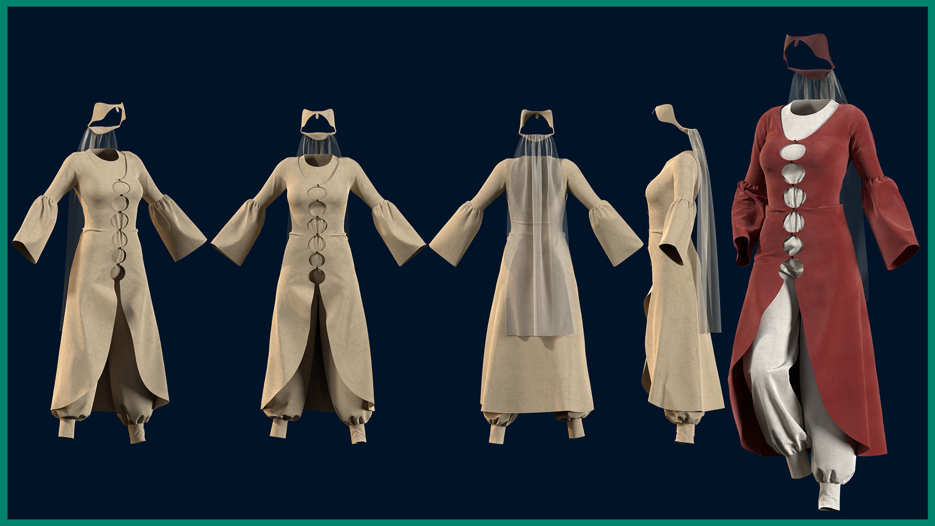 7 female ottoman clothes 3D model_3