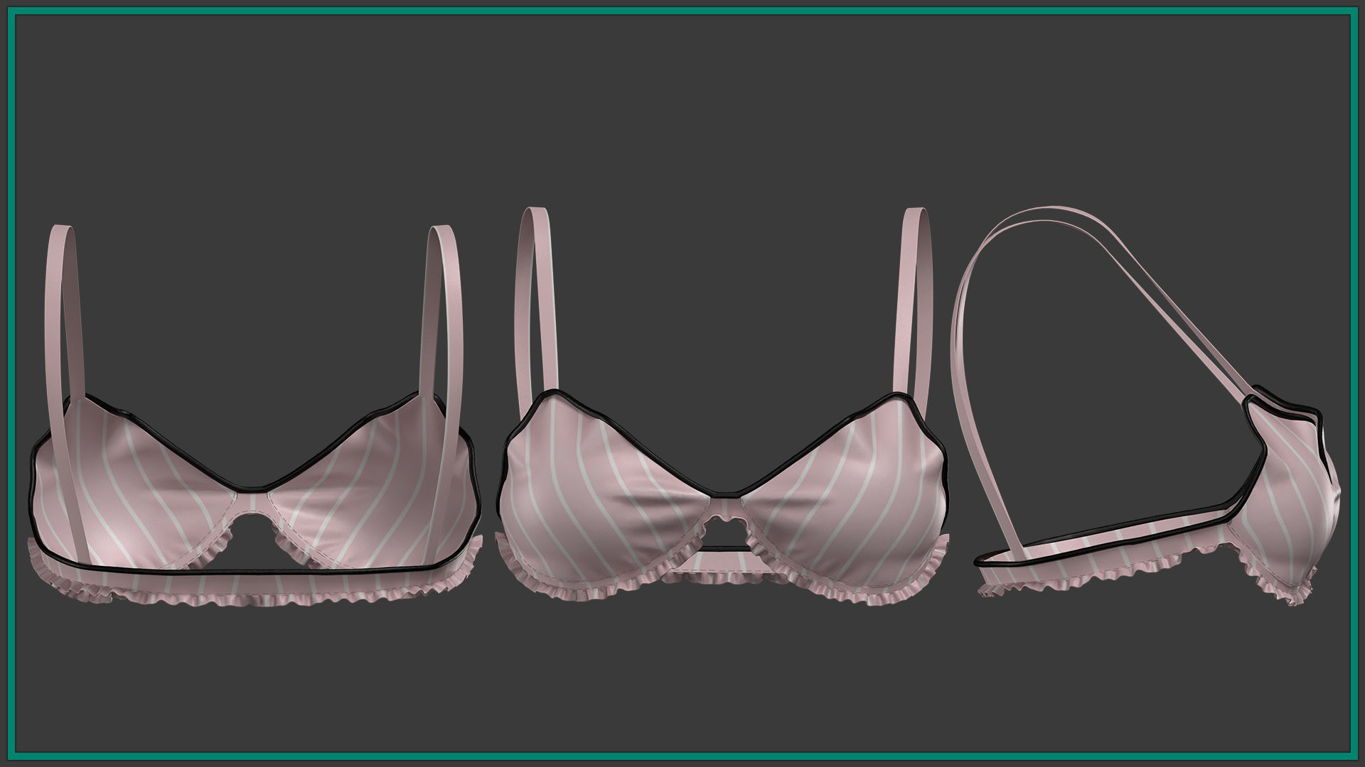 10 pieces female pajamas with texture and smart material 3D model_2