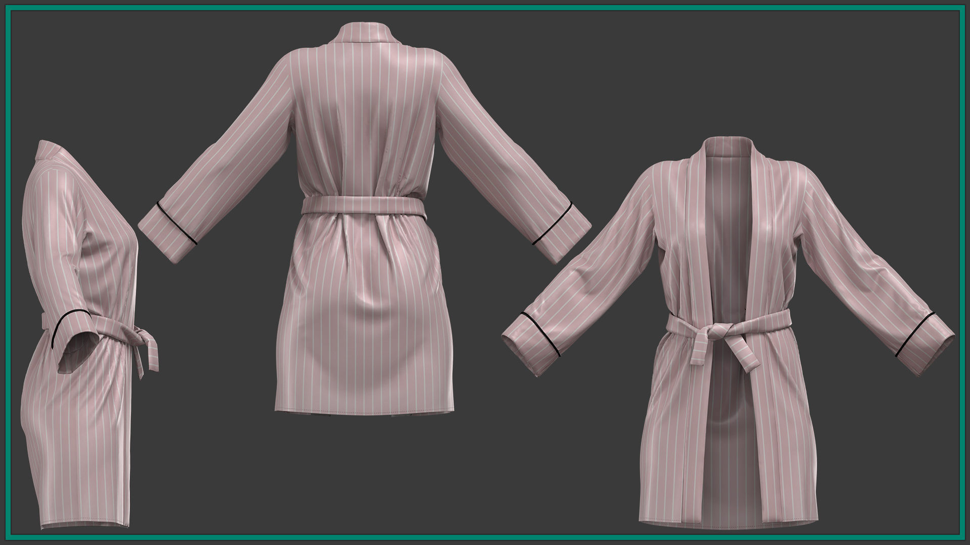 10 pieces female pajamas with texture and smart material 3D model_10