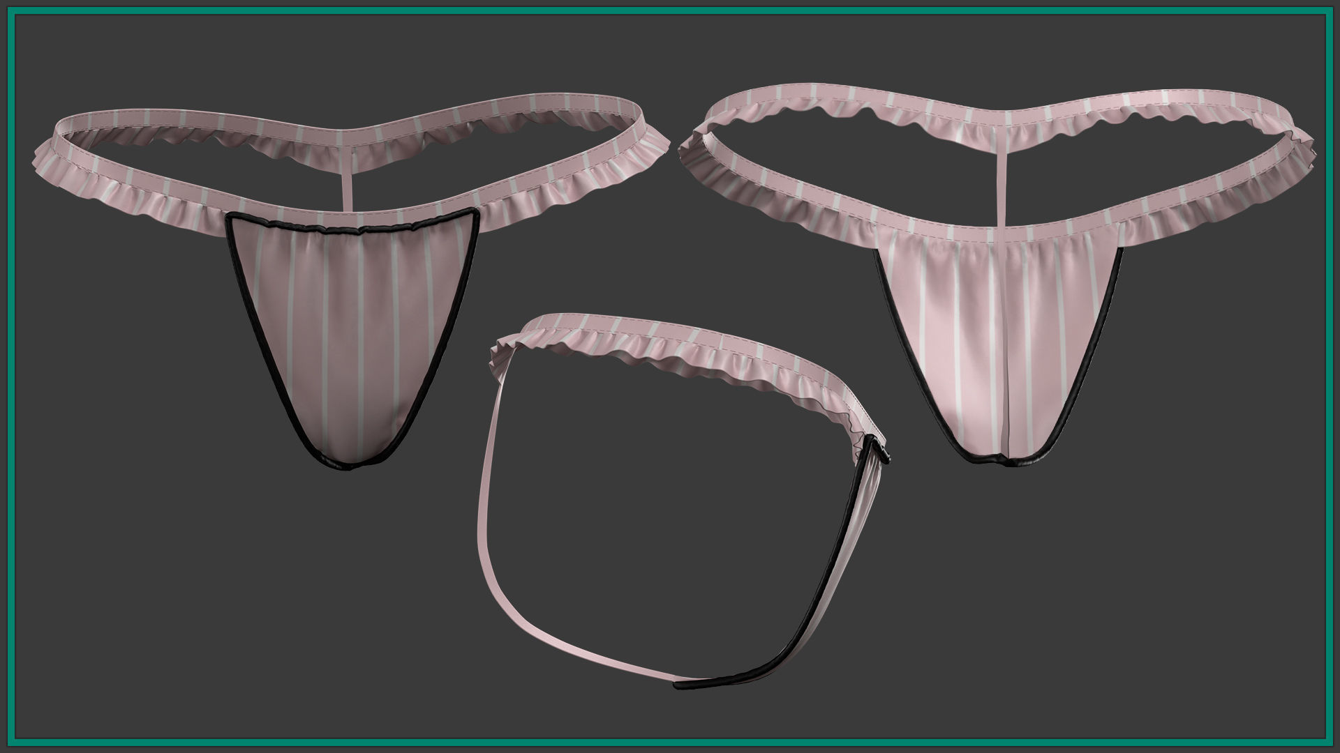 10 pieces female pajamas with texture and smart material 3D model_6