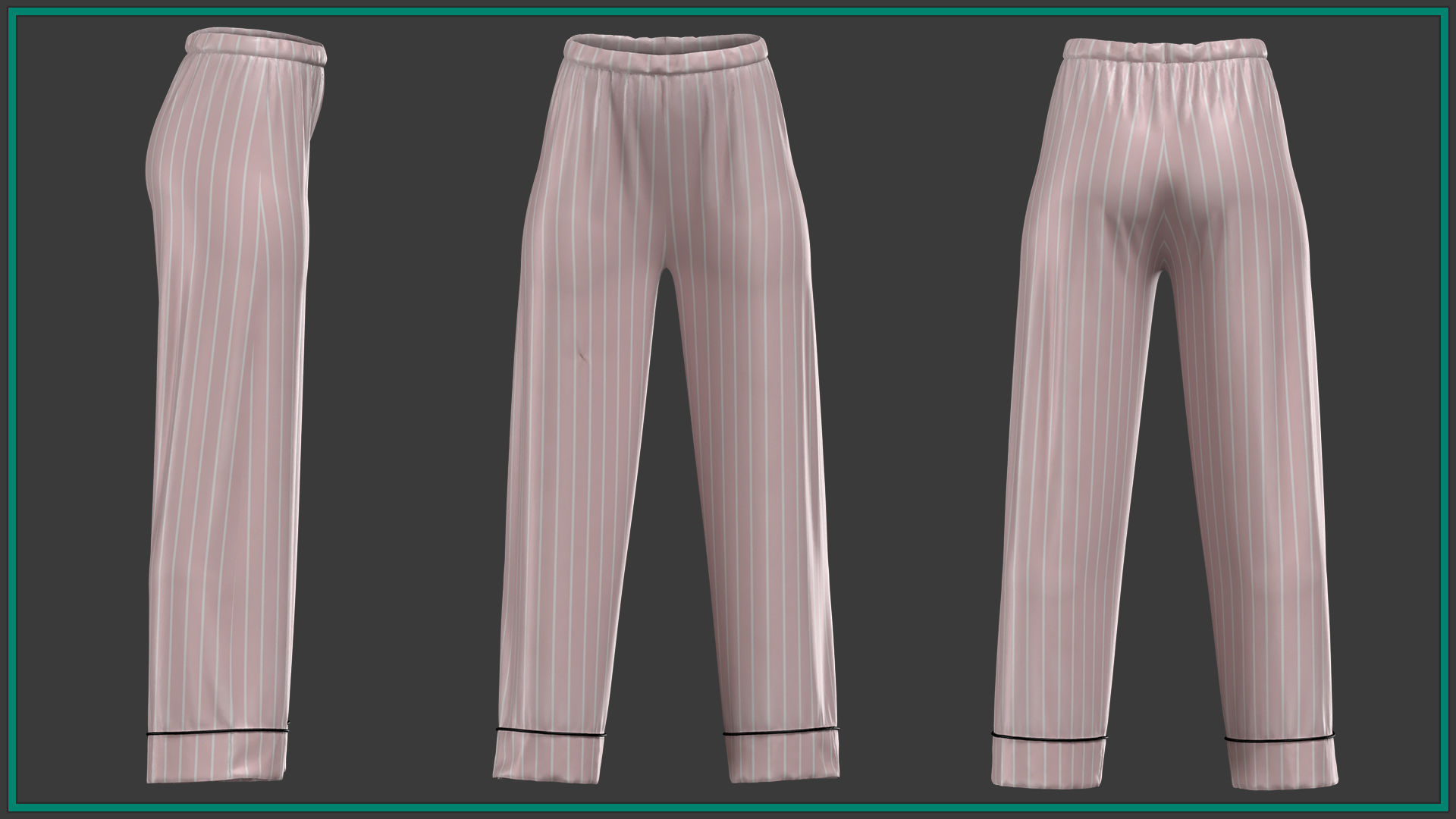 10 pieces female pajamas with texture and smart material 3D model_5