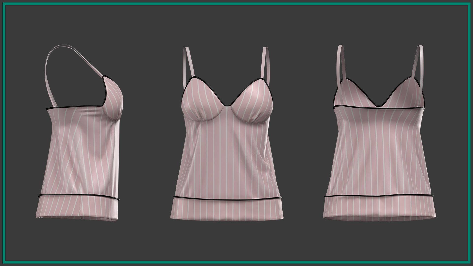 10 pieces female pajamas with texture and smart material 3D model_8