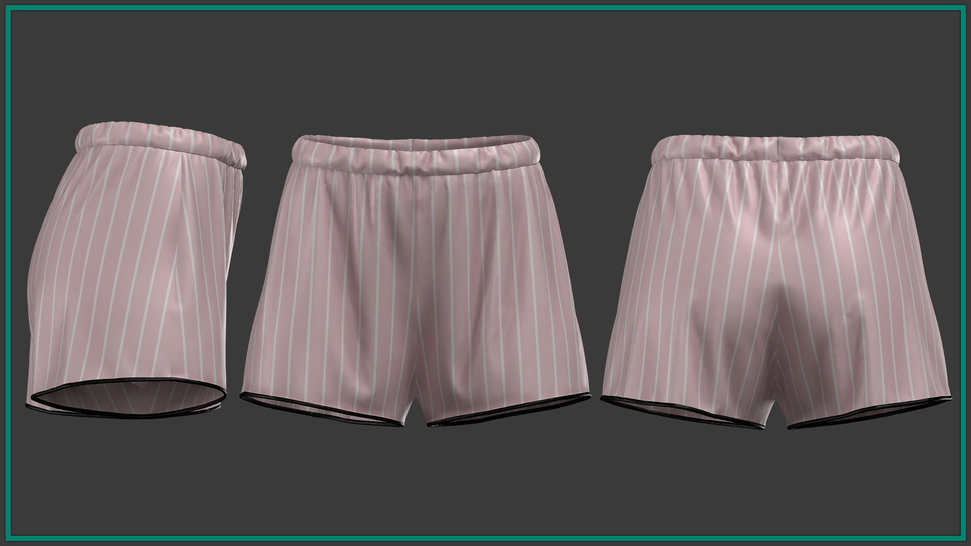 10 pieces female pajamas with texture and smart material 3D model_7