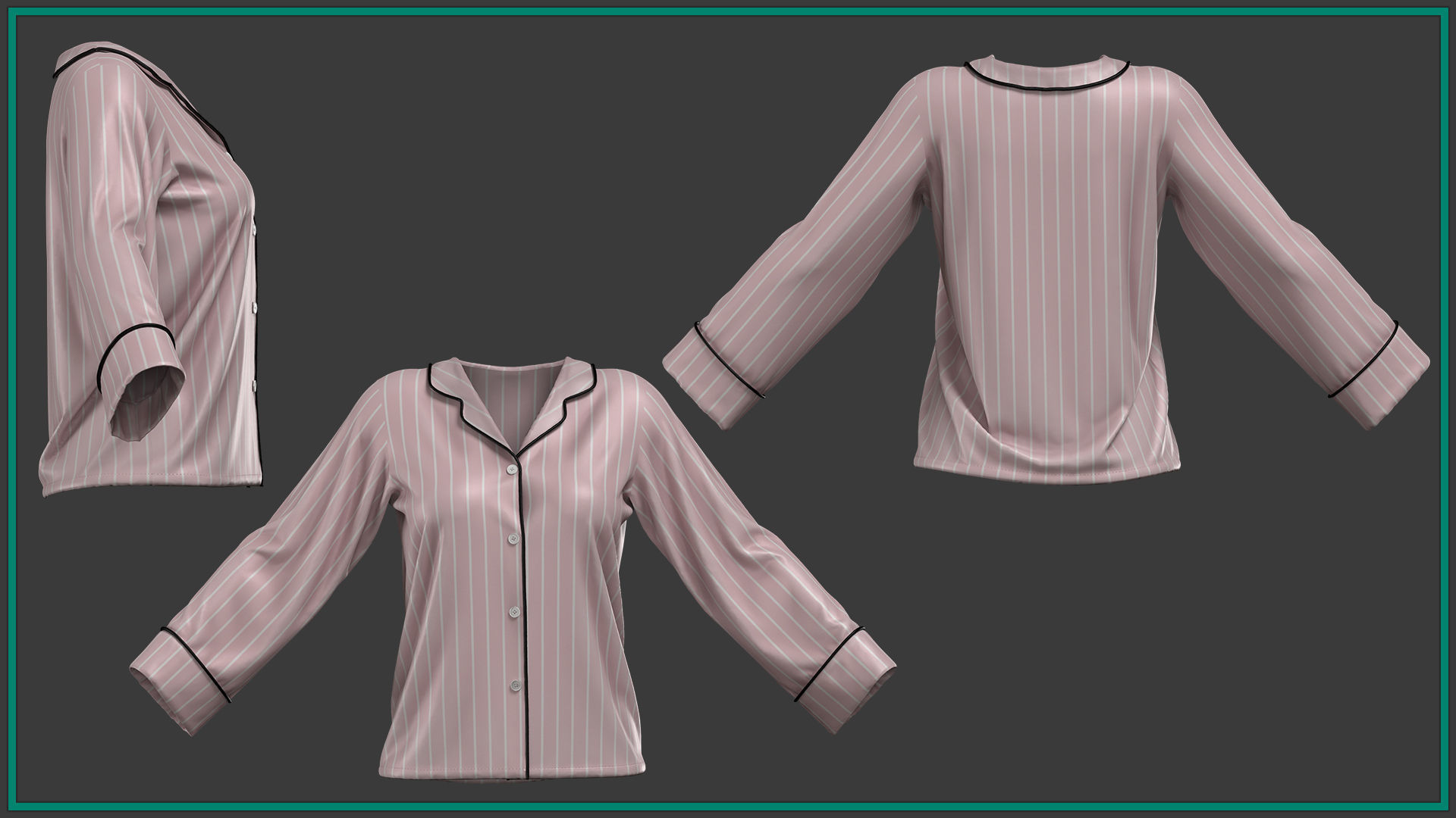 10 pieces female pajamas with texture and smart material 3D model_9