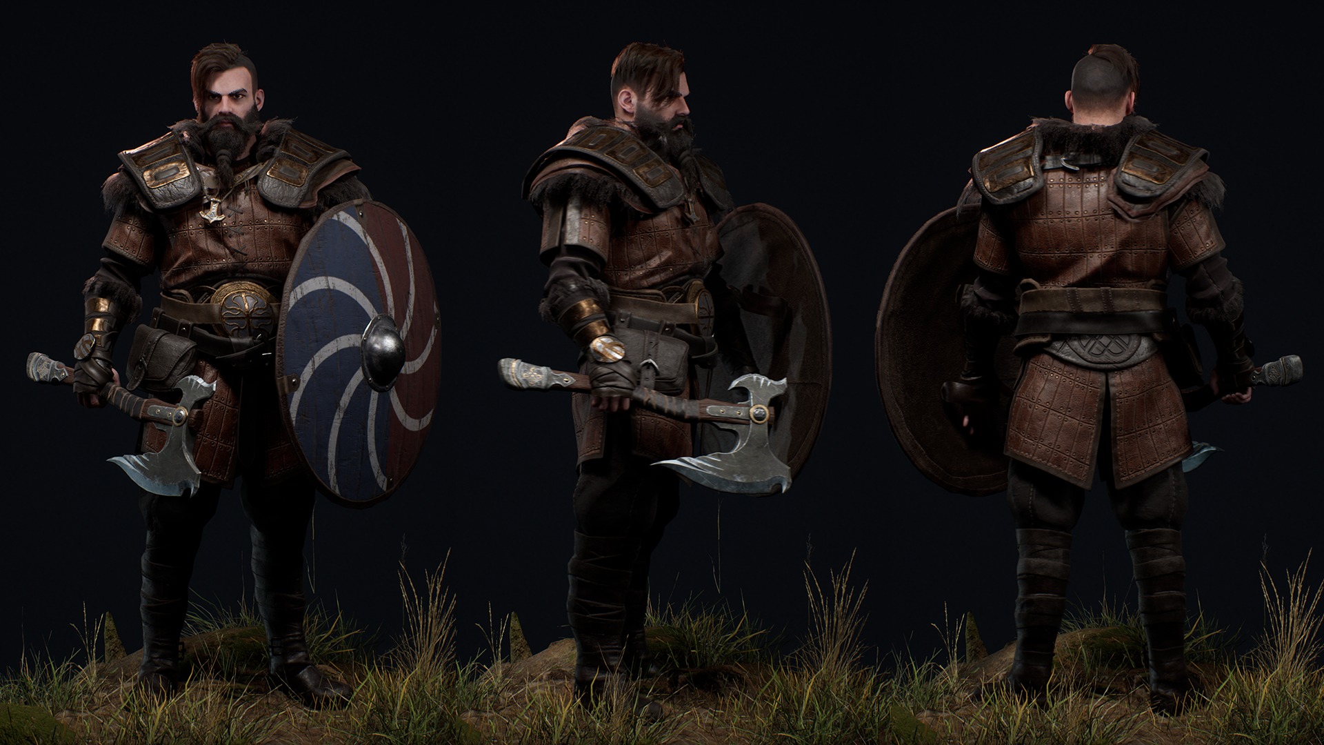 Viking 4 Warrior Low-poly 3D model_7
