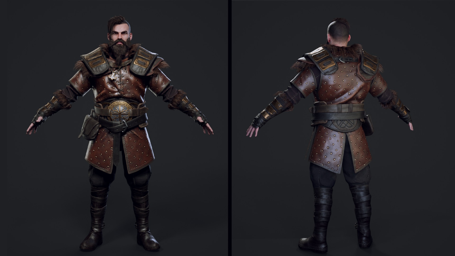 Viking 4 Warrior Low-poly 3D model_4