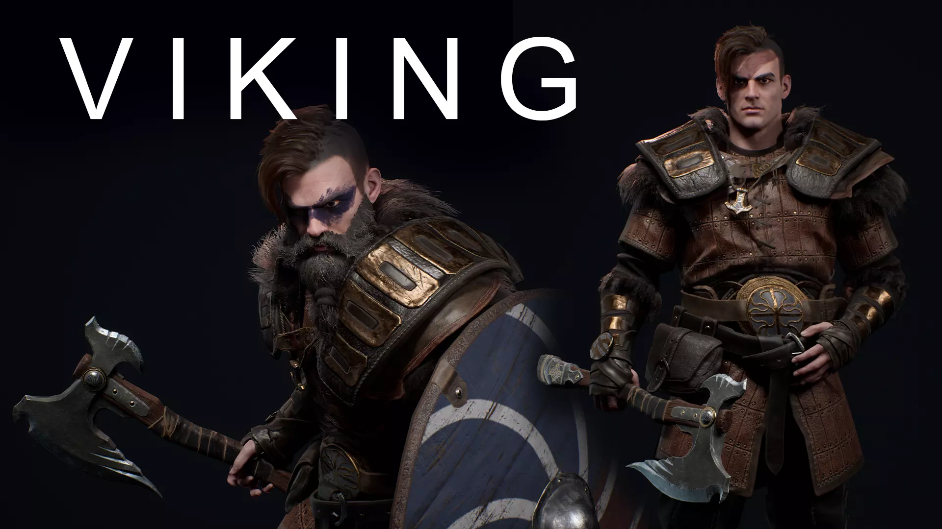 Viking 4 Warrior Low-poly 3D model_0