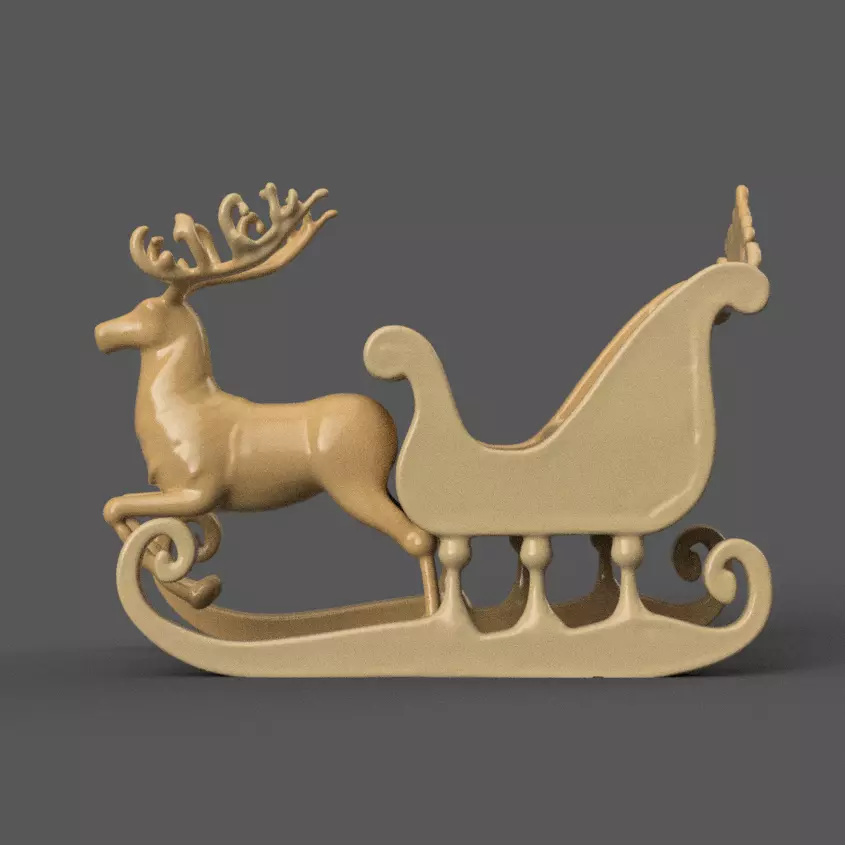 Santa Sleigh Christmas Decorations planter - vase - garden 10 3D print model_0