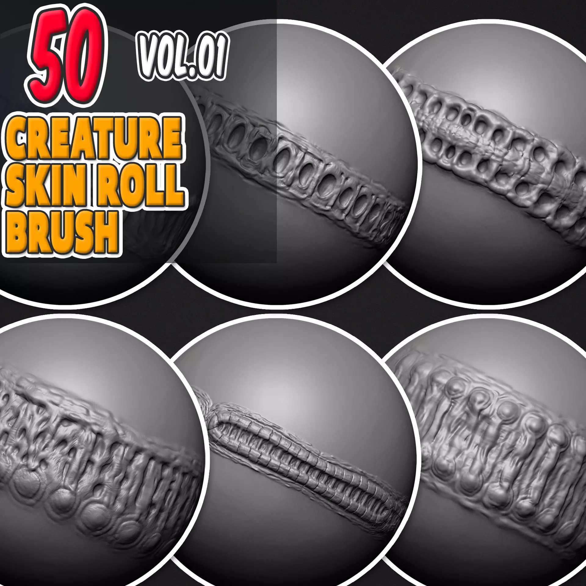 50 Creature Skin Roll Brush Vol01 3D model