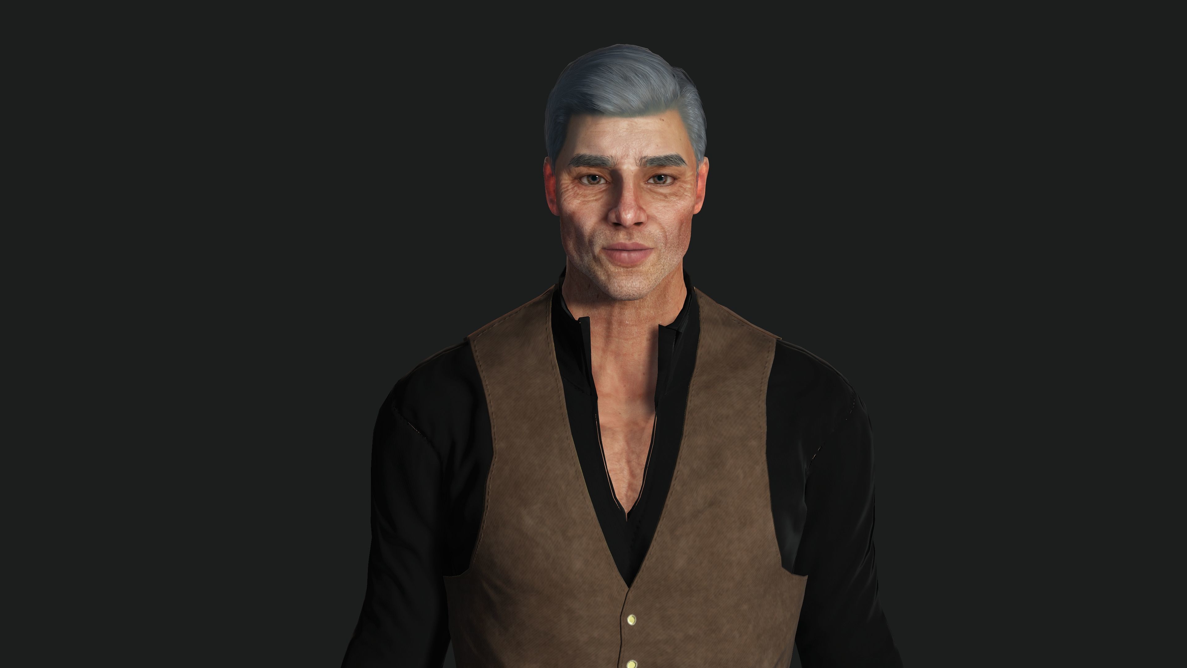 AAA 3D REALISTIC CHARACTER - EUROPEAN OLD MAN OLD MONEY STYLE Low-poly 3D model_9