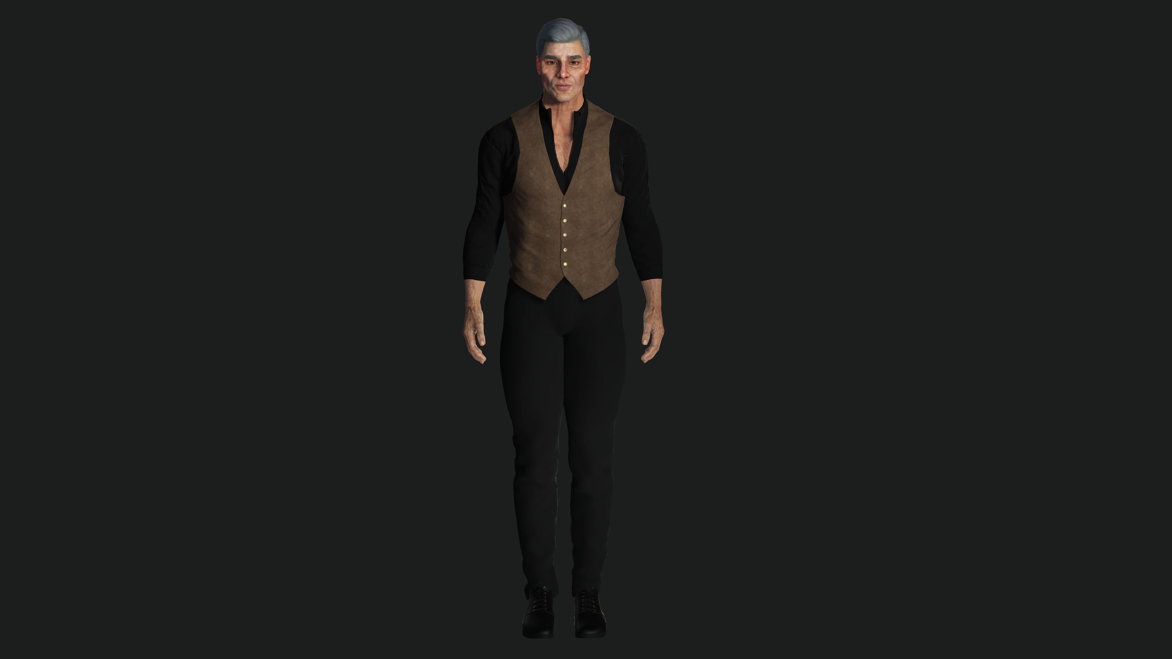 AAA 3D REALISTIC CHARACTER - EUROPEAN OLD MAN OLD MONEY STYLE Low-poly 3D model_1