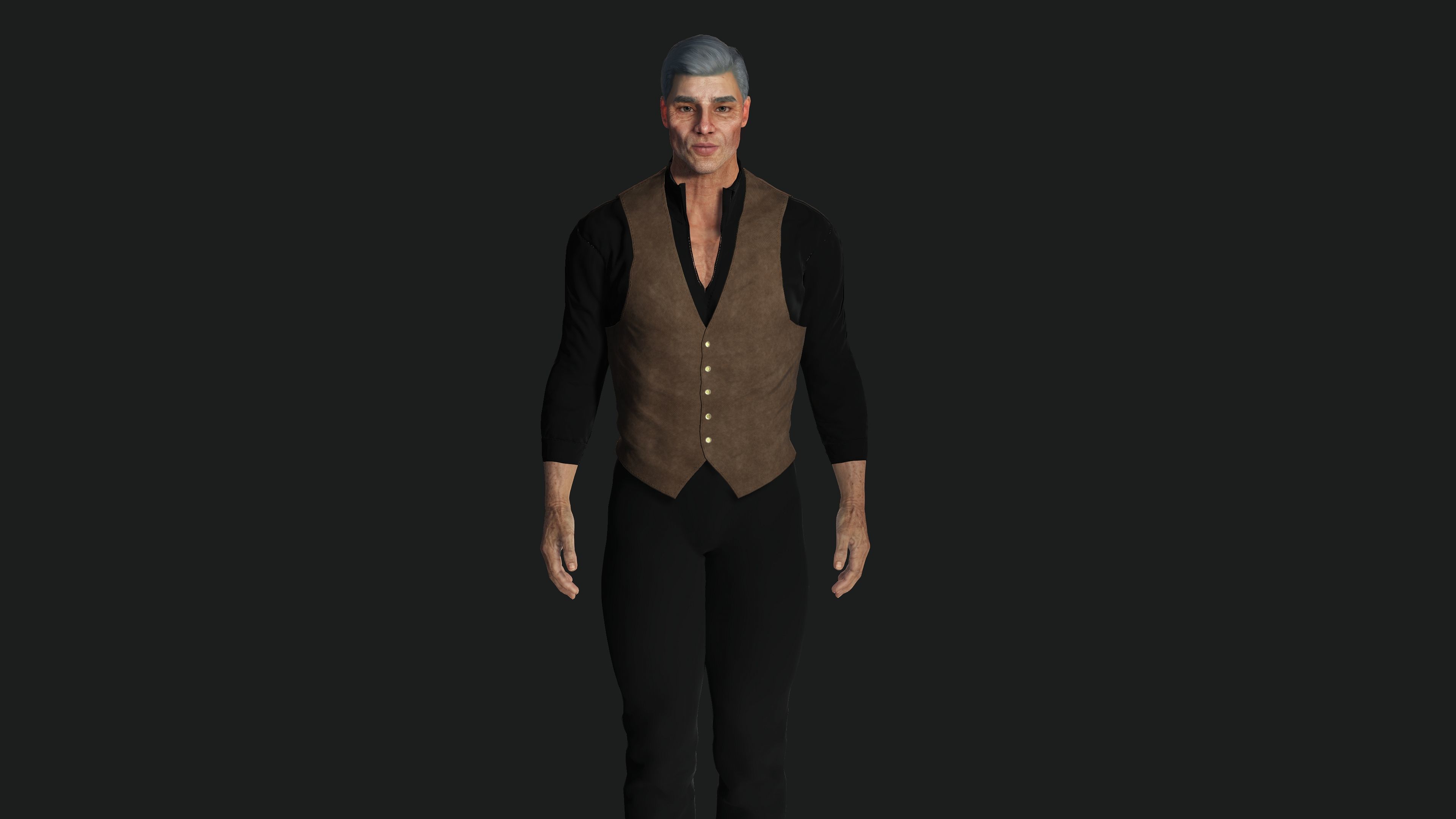 AAA 3D REALISTIC CHARACTER - EUROPEAN OLD MAN OLD MONEY STYLE Low-poly 3D model_2