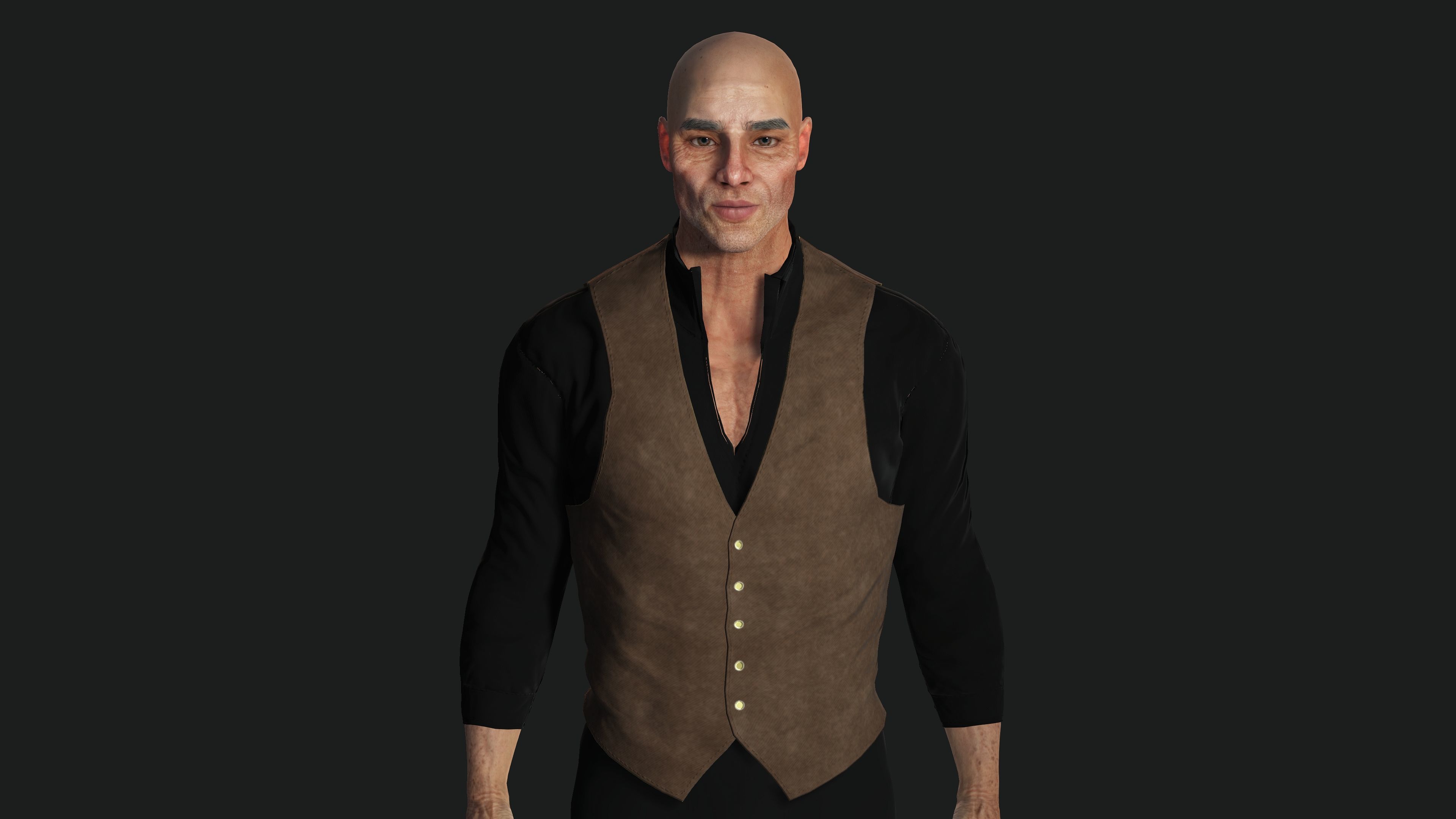 AAA 3D REALISTIC CHARACTER - EUROPEAN OLD MAN OLD MONEY STYLE Low-poly 3D model_7