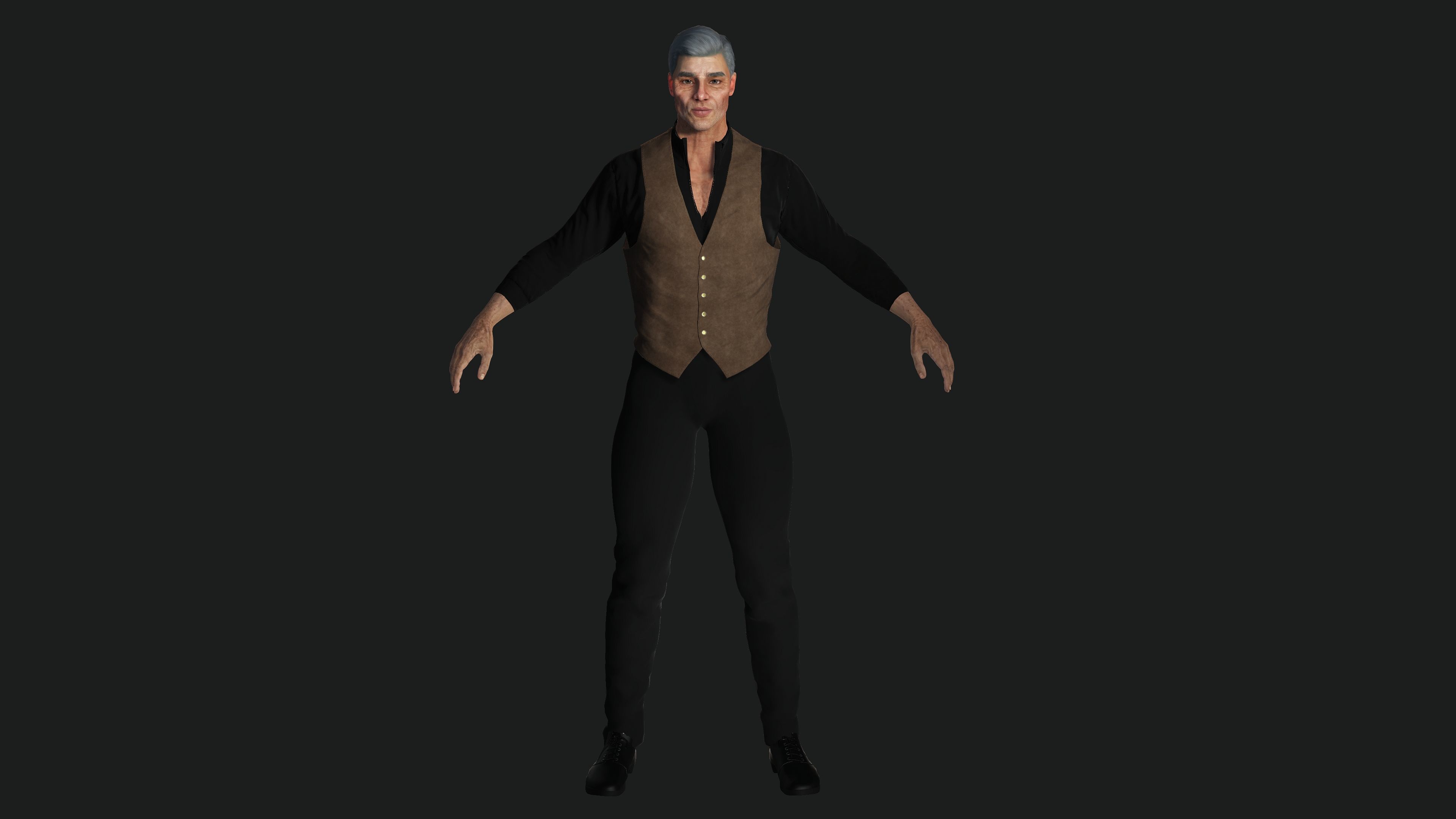 AAA 3D REALISTIC CHARACTER - EUROPEAN OLD MAN OLD MONEY STYLE Low-poly 3D model_13