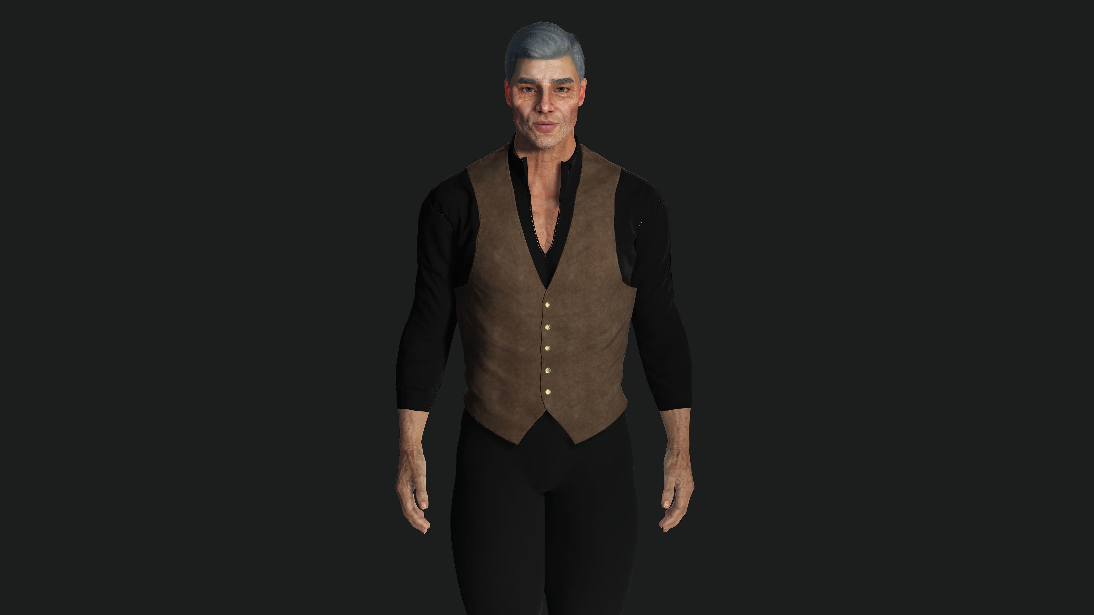 AAA 3D REALISTIC CHARACTER - EUROPEAN OLD MAN OLD MONEY STYLE Low-poly 3D model_3